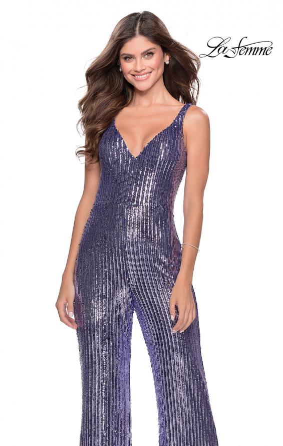 Picture of: Chic Sequin Jumpsuit with V-Neckline in Lavender, Style: 28722, Detail Picture 3