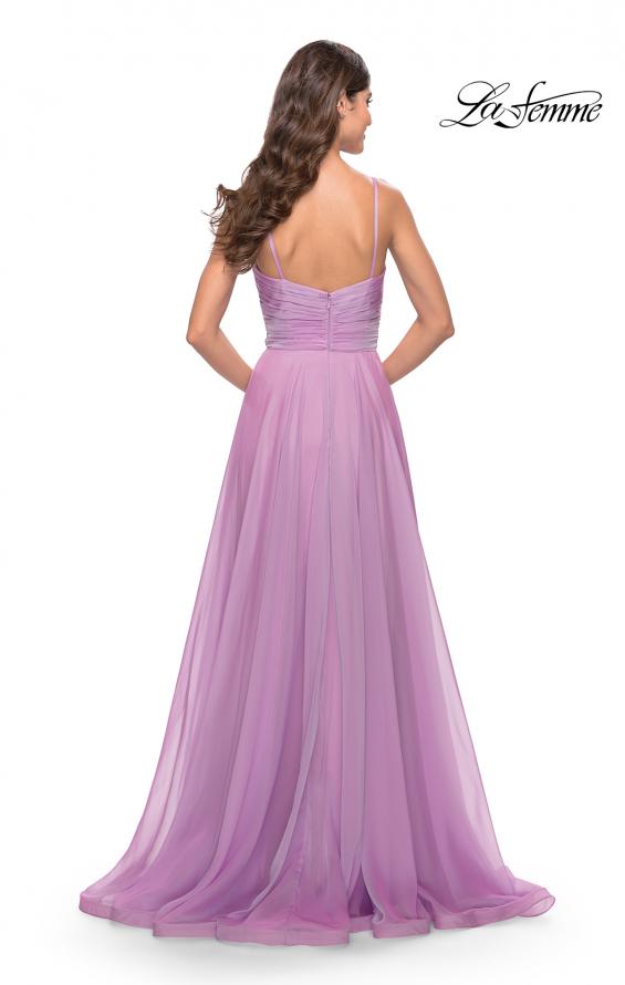 Picture of: Chiffon Dress with Pleated Bodice and Pockets in Lavender, Style: 31500, Detail Picture 3