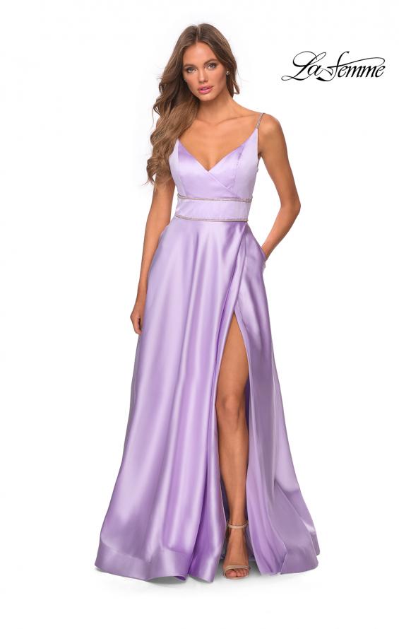 Picture of: A-line Gown with Double Rhinestone Belt Detail in Lavender, Style: 28385, Detail Picture 5