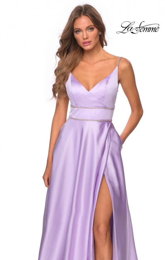 Picture of: A-line Gown with Double Rhinestone Belt Detail in Lavender, Style: 28385, Detail Picture 7