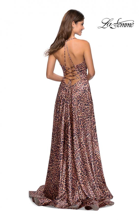 Picture of: Leopard Print A-line Prom Gown with Tie Up Back in Leopard, Style: 28923, Detail Picture 2