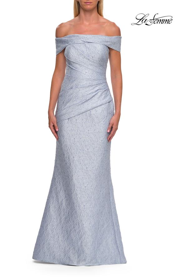 Picture of: Off-the-Shoulder Textured Evening Gown in Light Blue, Style: 33719, Main Picture