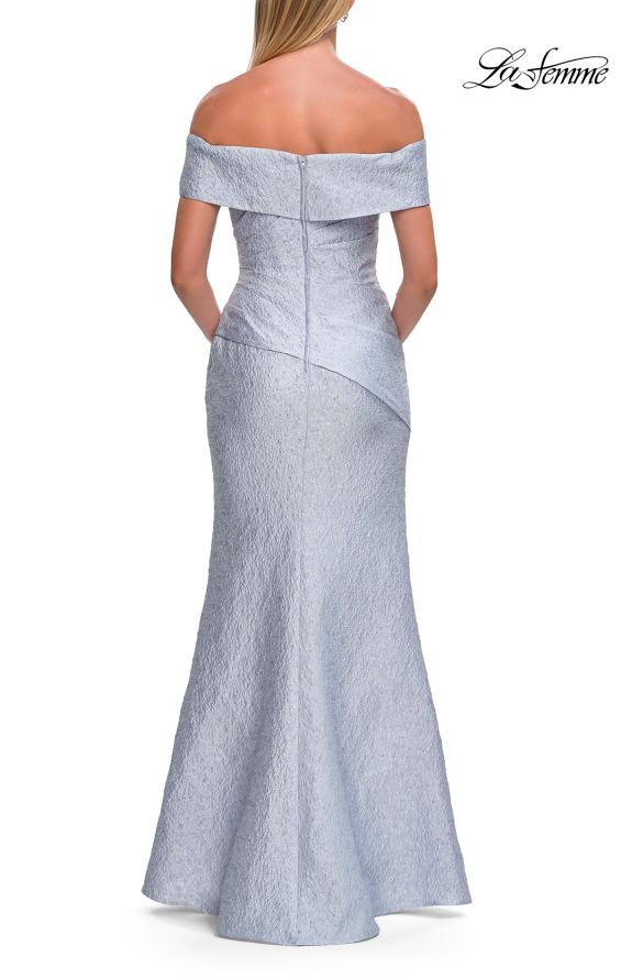 Picture of: Off-the-Shoulder Textured Evening Gown in Light Blue, Style: 33719, Back Picture