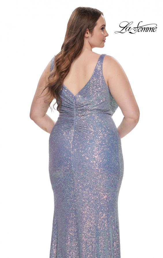 Picture of: Sequin Plus Size Dress with Wrap Ruched Neckline in Light Blue, Style: 32173, Detail Picture 2