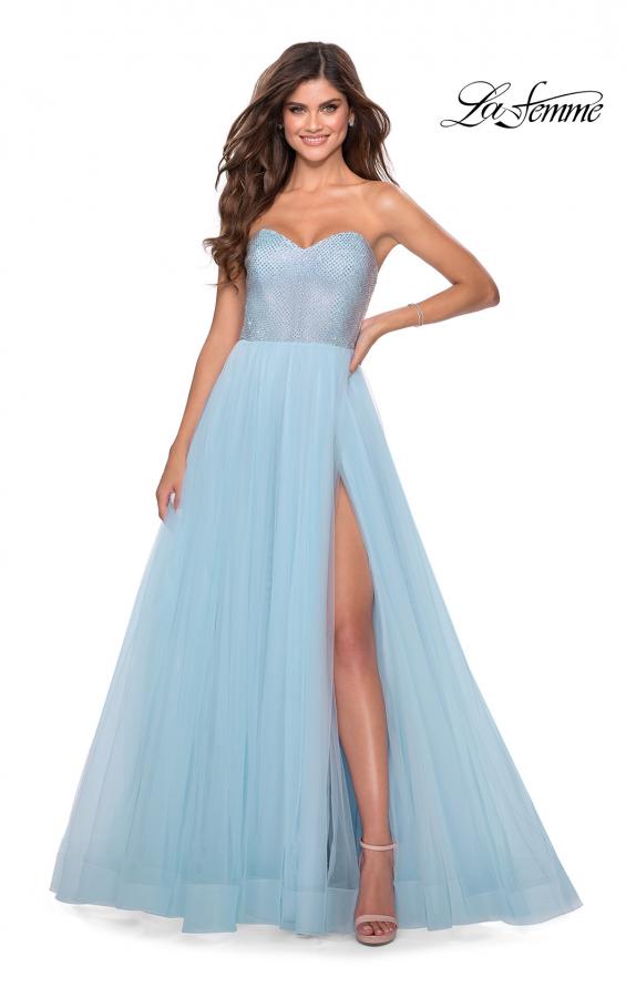 Picture of: Tulle A-line Ball Gown with Net Beaded Bodice in Light Blue, Style: 28559, Main Picture