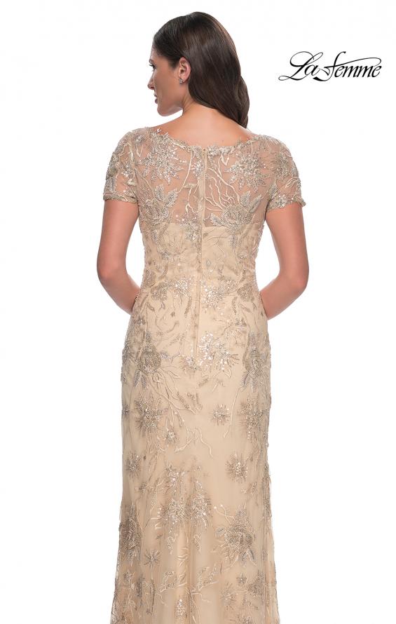 Picture of: Gorgeous Beaded Long Gown with Short Sleeves and V Neck in Light Gold, Style: 30798, Detail Picture 4