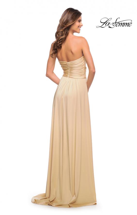 Picture of: Simple Strapless Jersey Dress with High Slit in Light Gold, Style: 30700, Detail Picture 9