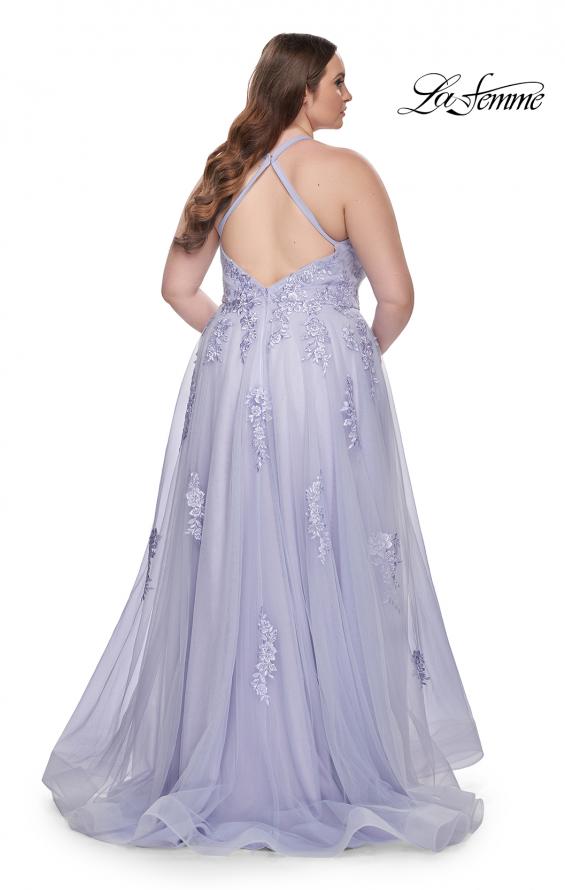 Picture of: Plus Size A-line Tulle Dress with Floral Detailing in Light Periwinkle, Style: 29021, Detail Picture 8