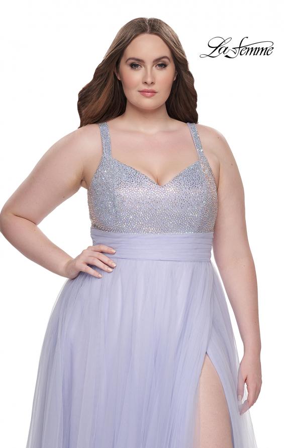 Picture of: A-Line Plus Size Prom Dress with Rhinestone Bodice in Light Periwinkle, Style: 31251, Detail Picture 18