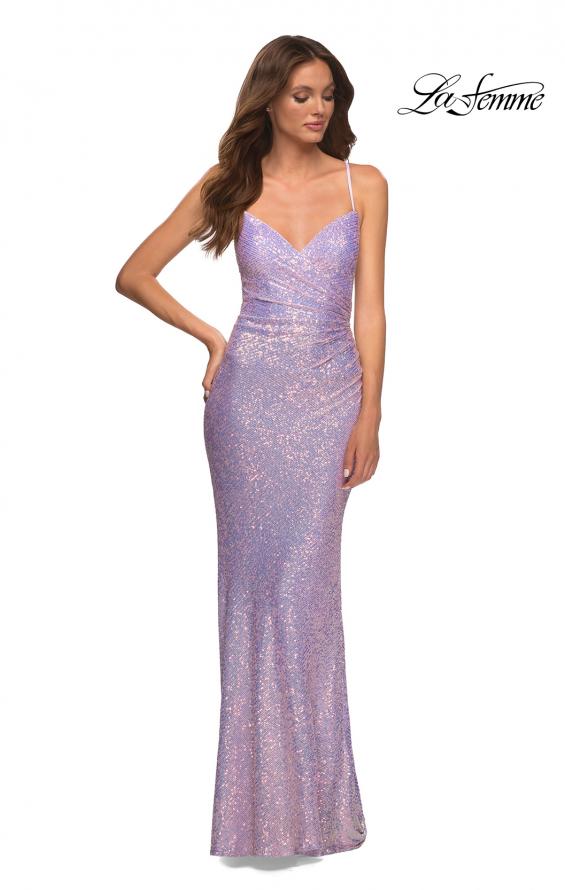 Picture of: Sequin Long Prom Dress in Vibrant Bright Colors in Purple, Style: 30622, Main Picture