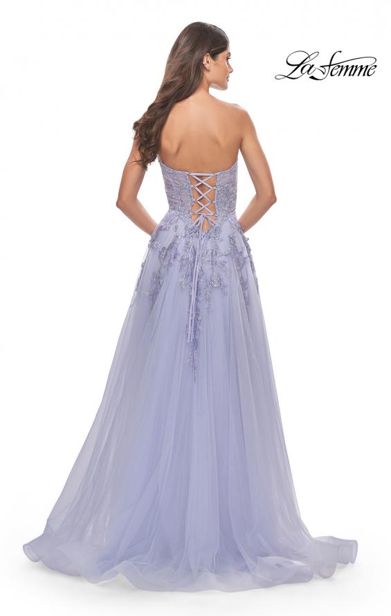 Picture of: Sweetheart Tulle Strapless Gown with Lace Applique in Light Periwinkle, Style: 31363, Detail Picture 8