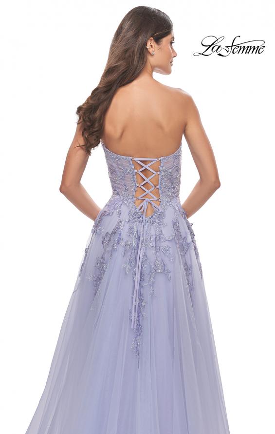 Picture of: Sweetheart Tulle Strapless Gown with Lace Applique in Light Periwinkle, Style: 31363, Detail Picture 12