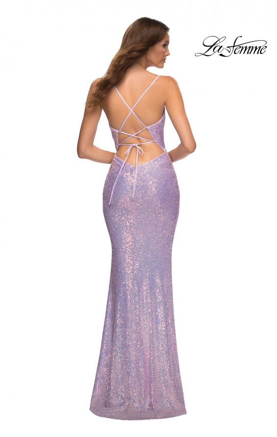 Picture of: Sequin Long Prom Dress in Vibrant Bright Colors in Purple, Style: 30622, Back Picture