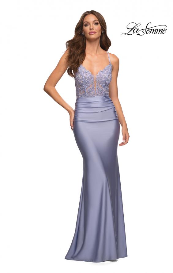 Picture of: Prom Dress with Beautiful Lace Bodice and Jersey Skirt in Purple, Style: 30466, Detail Picture 3