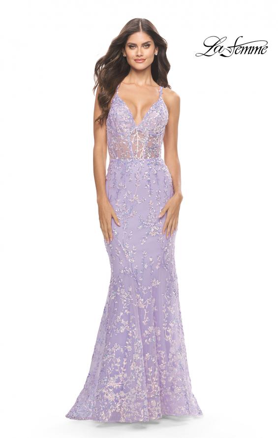 Picture of: Mermaid Dress with Stunning Sequin Lace Details in Light Periwinkle, Style: 31596, Detail Picture 4