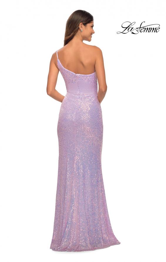 Picture of: Bright Simple One Shoulder Long Sequin Evening Gown in Light Periwinkle, Detail Picture 5