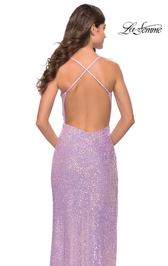 Picture of: Ruched Sequin Prom Dress with High Side Slit in Light Periwinkle, Style: 31405, Detail Picture 5