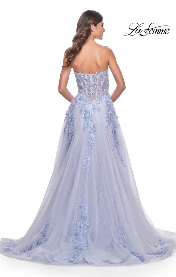 Picture of: Sweetheart Strapless Gown with Beautiful Lace Applique in Light Periwinkle, Style: 32082, Detail Picture 5