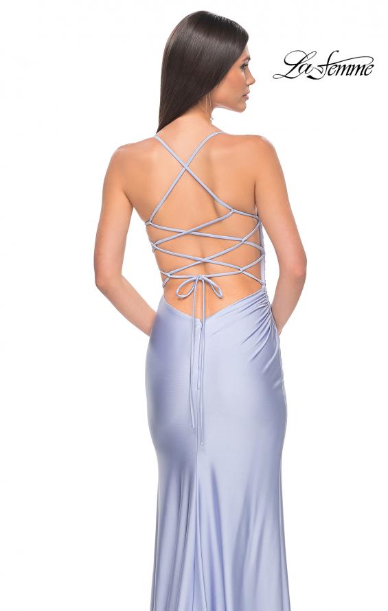 Picture of: Jersey Dress with Square Neckline and Ruching in Light Periwinkle, Style: 31129, Detail Picture 6
