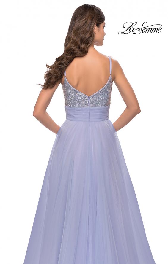 Picture of: Tulle Gown with Full Skirt and Rhinestone Bodice in Bright Colors in Light Periwinkle, Style: 31433, Detail Picture 6