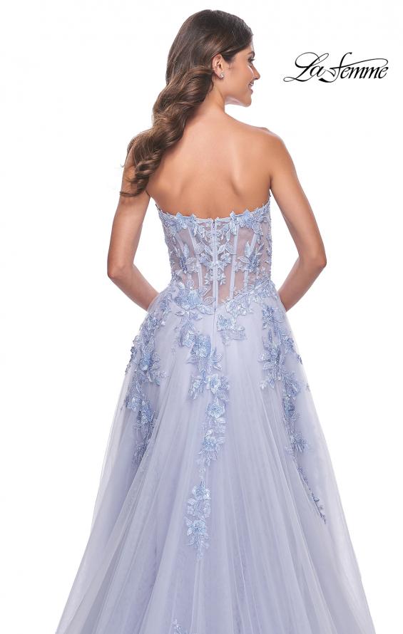 Picture of: Sweetheart Strapless Gown with Beautiful Lace Applique in Light Periwinkle, Style: 32082, Detail Picture 6