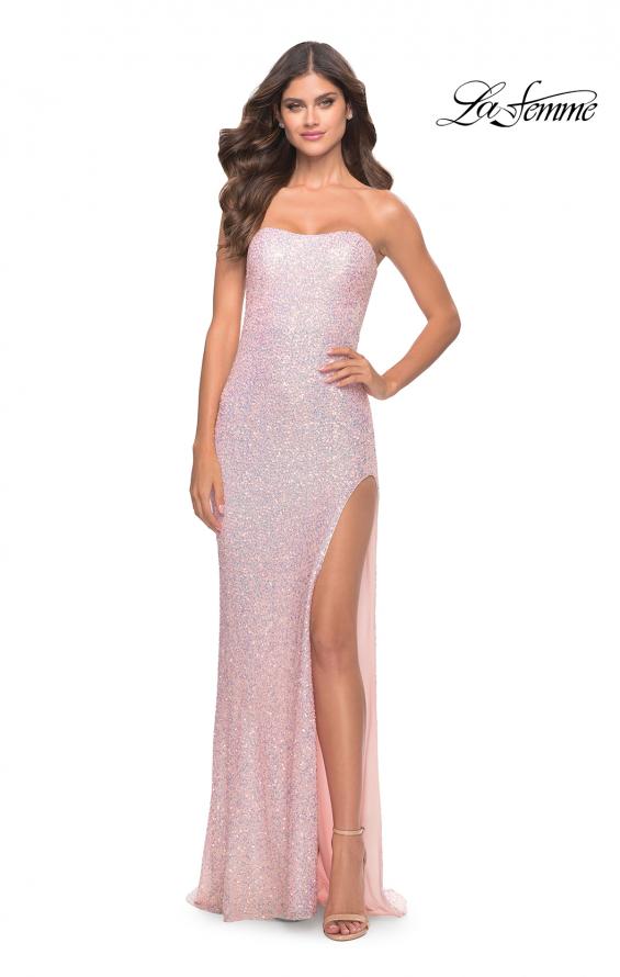 Picture of: Beaded Lace Strapless Dress with Modified Sweetheart Neckline in Light Pink, Style: 31355, Main Picture