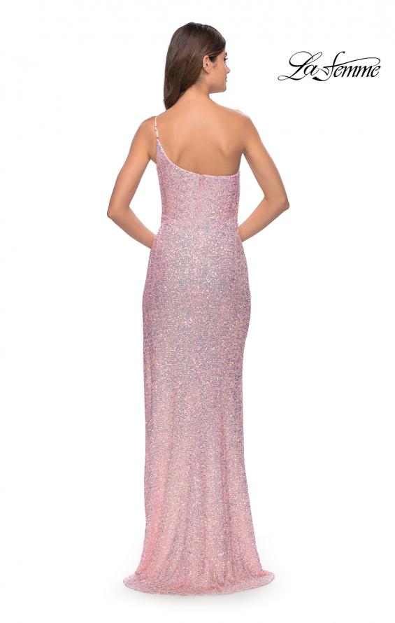 Picture of: Elegant Soft Sequin One Shoulder Long Dress in Light Pink, Style: 31212, Back Picture