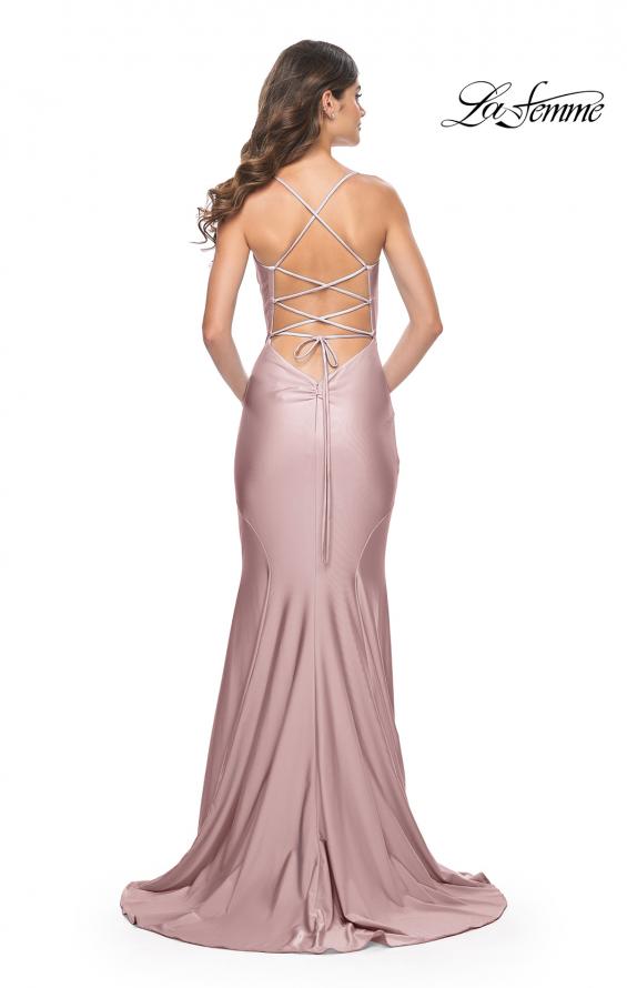 Picture of: Chic Jersey Dress with Draped Neck and Open Back in Light Pink, Style: 31878, Detail Picture 5