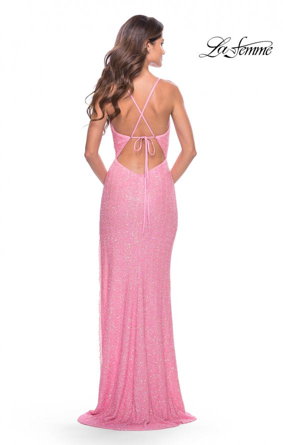Picture of: Sequin Dress with Stunning Fringe Beaded Slit in Pastels in Light Pink, Style: 31444, Detail Picture 7