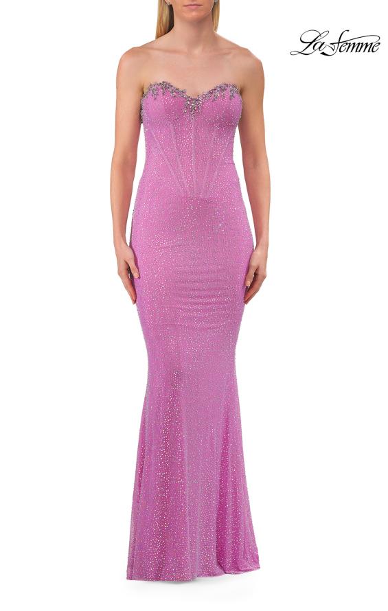 Picture of: Strapless Embellished Corset Gown with Lace-Up Back in Light Purple, Style: 33738, Detail Picture 11
