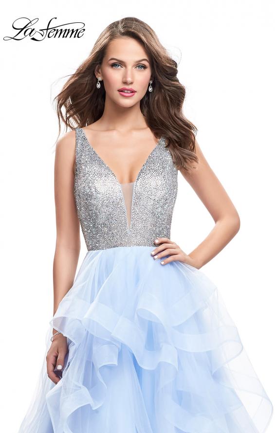 Picture of: Beaded Bodice Ball Gown with Tulle Skirt in Light Blue, Style: 26223, Detail Picture 5