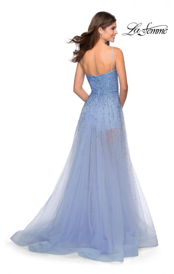 Picture of: Strapless Beaded Net Prom Dress with Sheer Bodice in Lilac Mist, Style: 28902, Back Picture