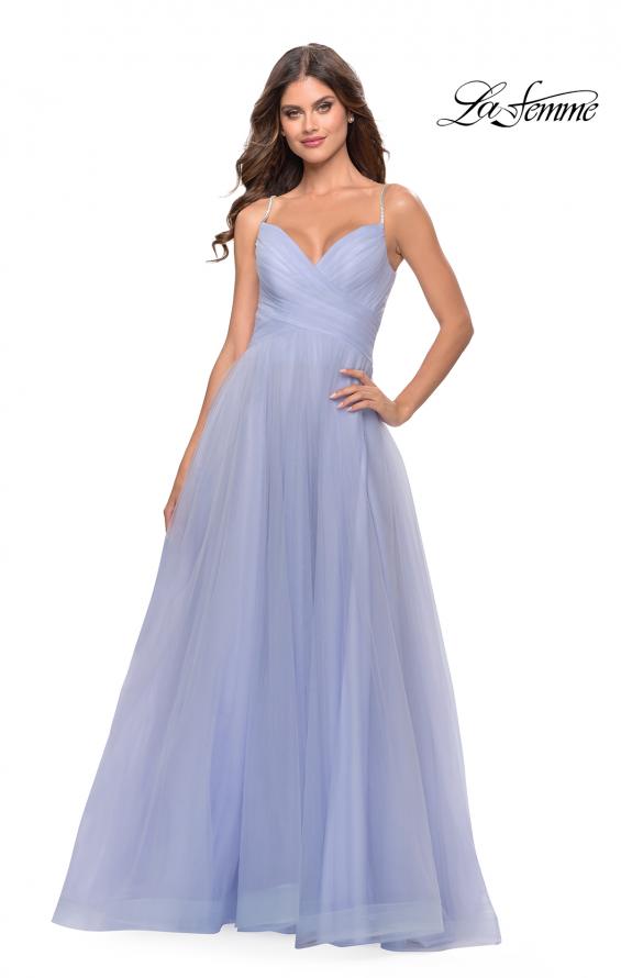 Picture of: Tulle A-Line Prom Dress with Rhinestone Straps in Lilac Mist, Style: 31204, Detail Picture 3