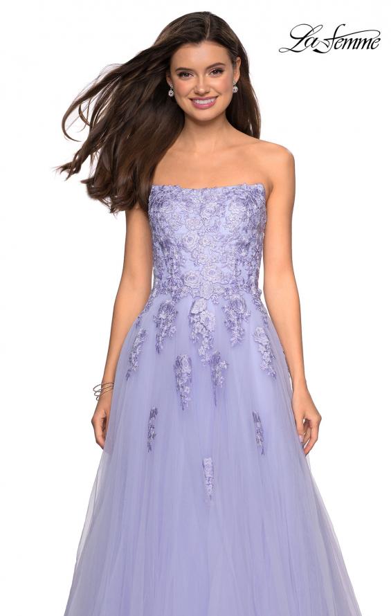 Picture of: Lace Accented Strapless Ball Gown with Pockets in Lilac Mist, Style: 27330, Detail Picture 5