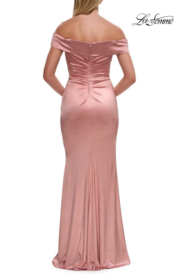 Picture of: Off the Shoulder Stretch Satin Evening Dress in Mauve, Style: 31621, Detail Picture 8