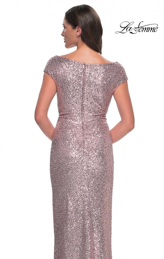 Picture of: Sequin Evening Dress with Ruching and V Neckline in Mauve, Style: 30865, Detail Picture 14