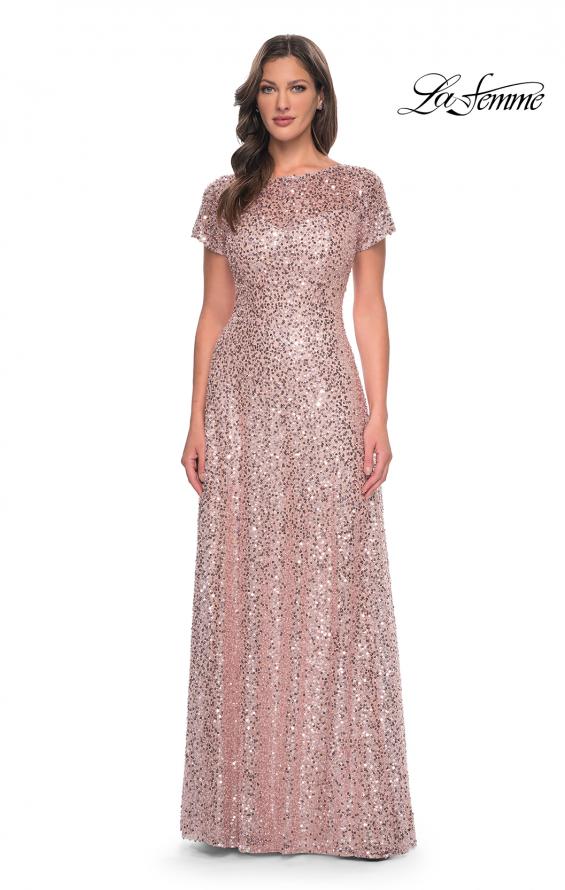 Picture of: Stunning Beaded Gown with Short Sleeves in Mauve, Style: 30122, Detail Picture 1