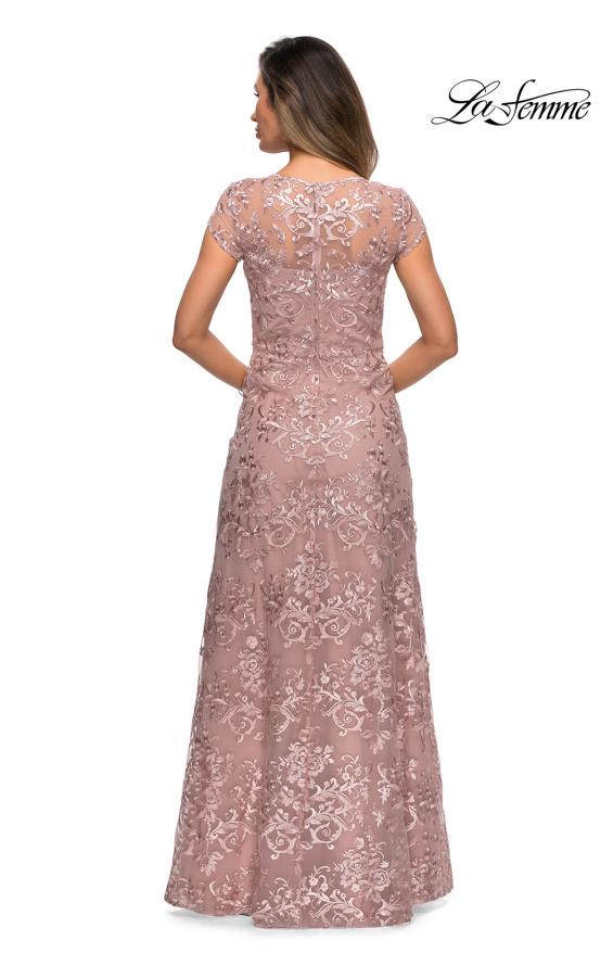 Picture of: Cap Sleeve Floral Gown with Sweetheart Neckline in Mauve, Style: 27951, Detail Picture 2