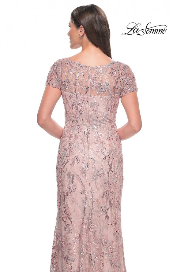 Picture of: Stunning Beaded Lace Evening Gown with Short Sleeves in Mauve, Style: 31672, Detail Picture 2