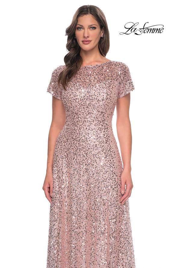 Picture of: Stunning Beaded Gown with Short Sleeves in Mauve, Style: 30122, Detail Picture 5