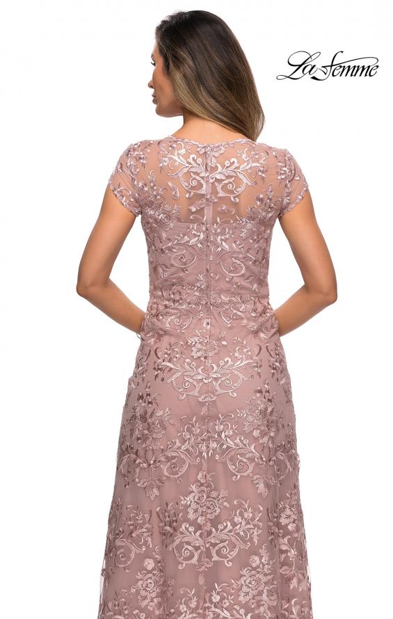 Picture of: Cap Sleeve Floral Gown with Sweetheart Neckline in Mauve, Style: 27951, Detail Picture 6