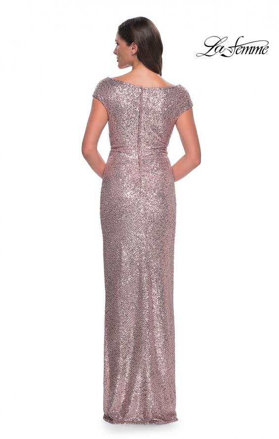 Picture of: Sequin Evening Dress with Ruching and V Neckline in Mauve, Style: 30865, Detail Picture 6