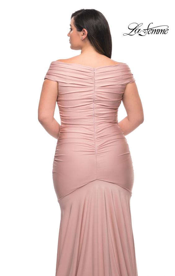 Picture of: Off the Shoulder Ruched Plus Size Gown with Train in Mauve, Style: 29132, Detail Picture 8