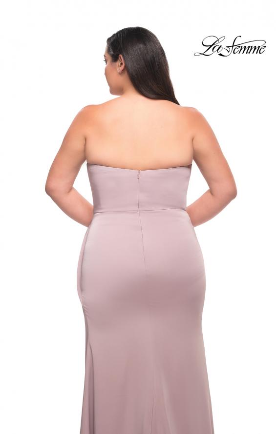 Picture of: Strapless Plus Size Dress with Ruffle Slit Detail in Mauve, Style: 29664, Detail Picture 4