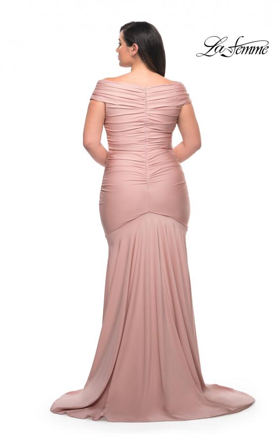 Picture of: Off the Shoulder Ruched Plus Size Gown with Train in Mauve, Style: 29132, Detail Picture 7