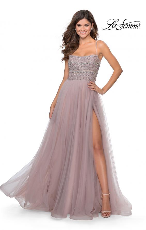 Picture of: Long Tulle Prom Dress with Beaded Bodice in Mauve, Style: 28535, Main Picture