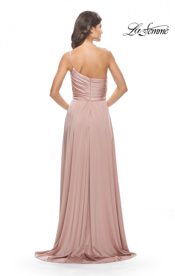 Picture of: Chic One Shoulder Long Jersey Gown with Defined Waist in Mauve, Style: 31170, Detail Picture 8