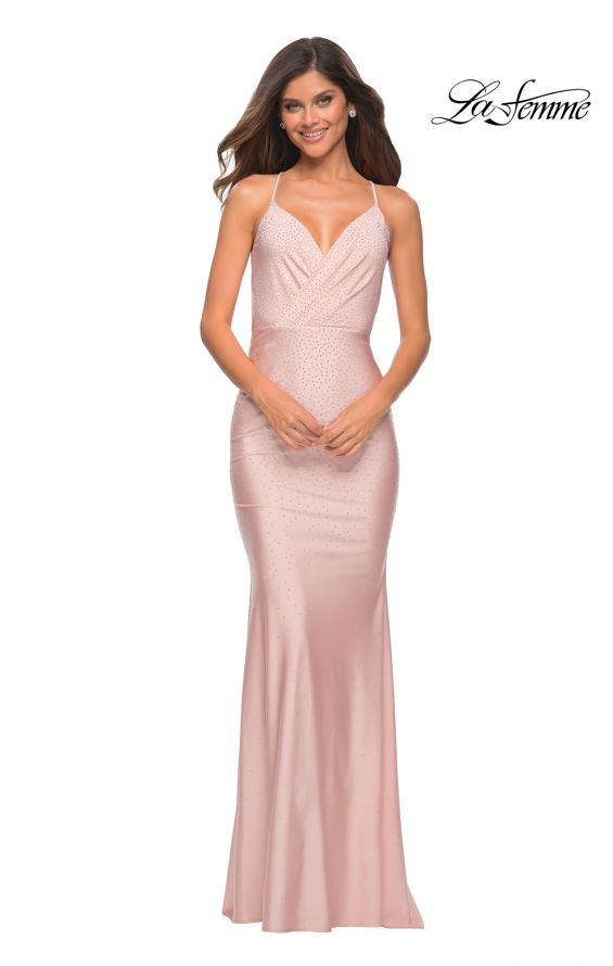 Picture of: Sparkling Pastel Jersey Gown with Open Back in Pink, Style: 30463, Detail Picture 11