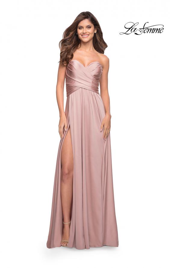 Picture of: Simple Strapless Jersey Dress with High Slit in Mauve, Style: 30700, Detail Picture 11