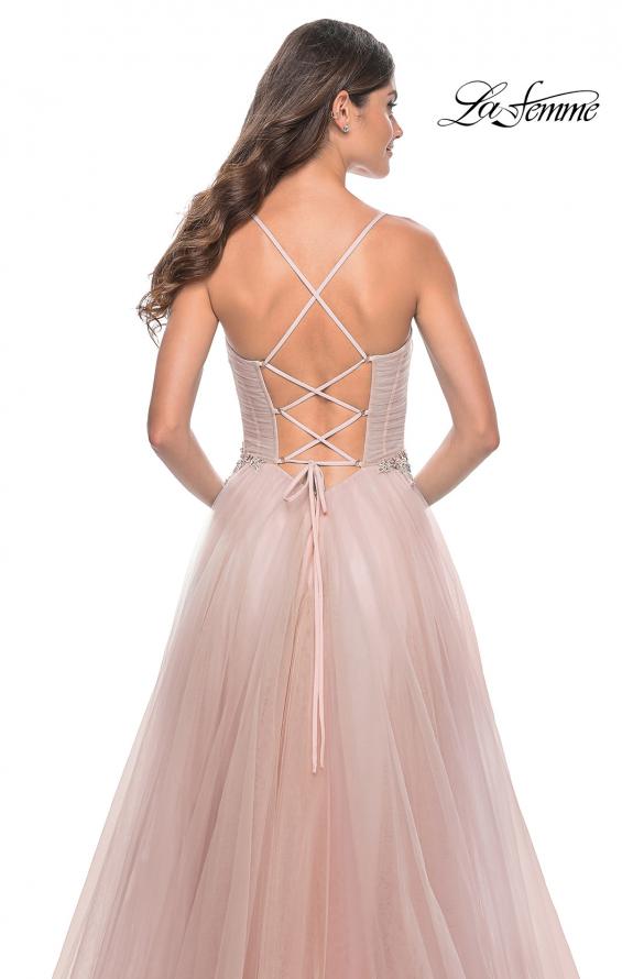 Picture of: A-Line Prom Gown with Ruched Bodice and Rhinestone Belt Detail in Mauve, Style: 32117, Detail Picture 13